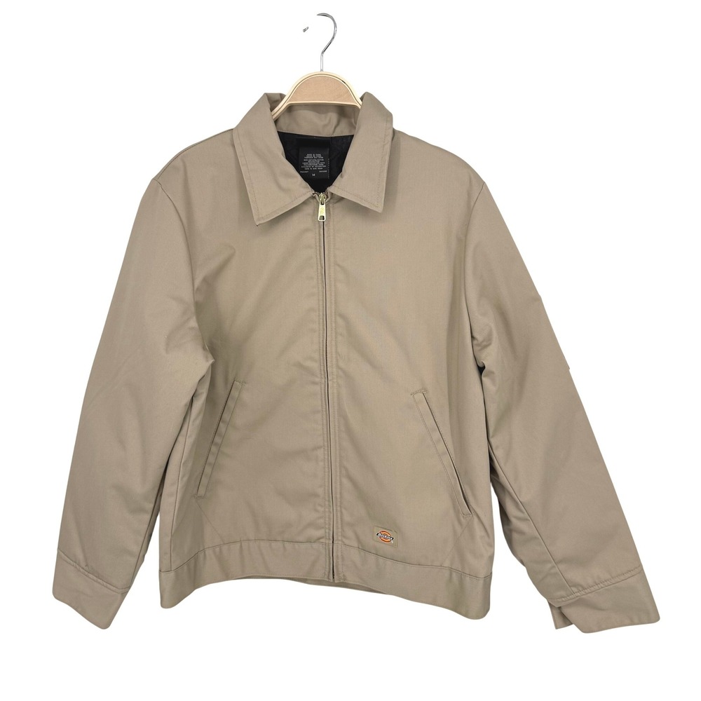 Dickies Eisenhower Jacket Mens Size M Tan Khaki Quilted Lined Full Zip TJ15KH M